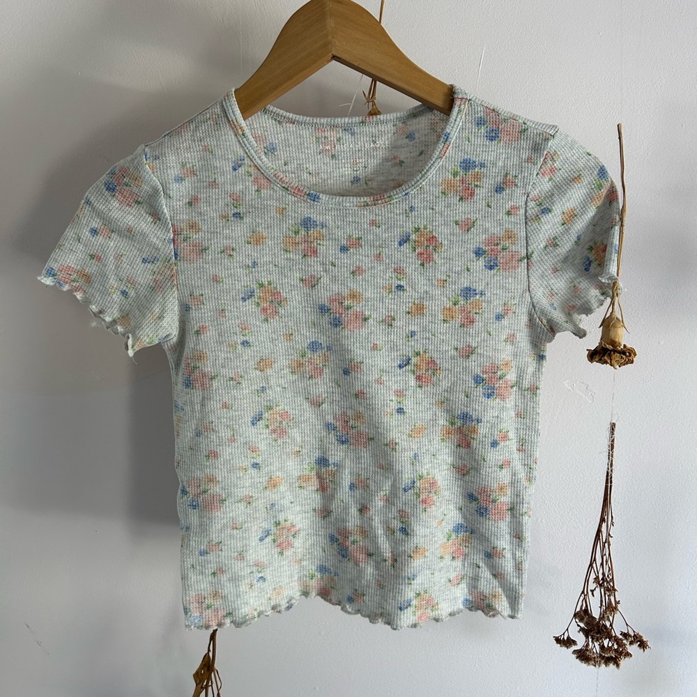 Floral American eagle baby tee with floral pattern